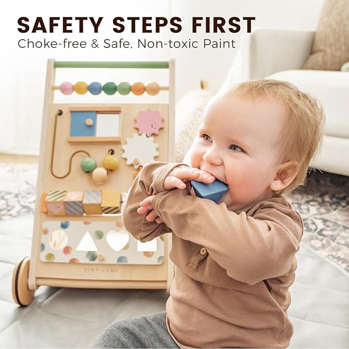 Adjustable speed wooden baby walker