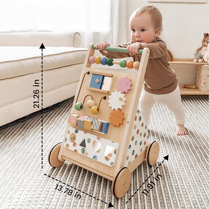 Adjustable speed wooden baby walker