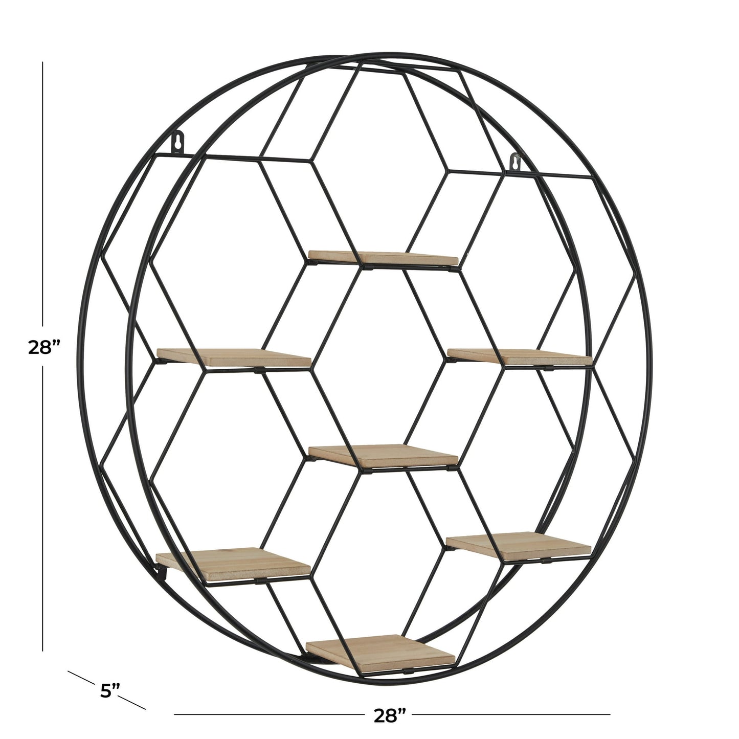 28" x 5" Round 7-Tier Black Wall Shelf